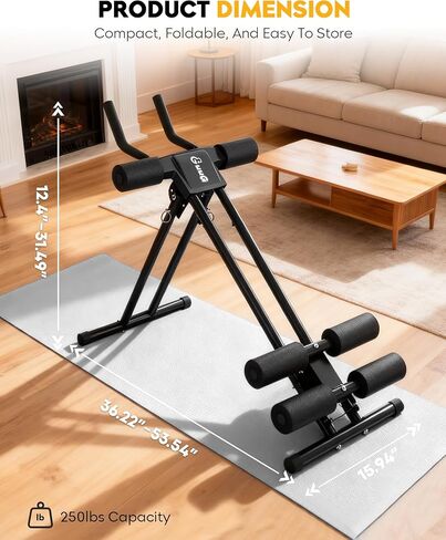 GuuG Ab Machine Ab Trainer Machine: آلة Ab قابلة للتعديل لتمرين المعدة في المنزل، الصالة الرياضية، تمارين البطن، معدات تدريب القوة الأساسية القابلة للطي، نظام الصالة الرياضية المنزلية in Kuwait