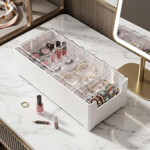 2 PCS Cable Organizer Box with 11 Standalone Cable Management Box, Charger Cord Organizer for Home/Office Desk Accessories Storage Stationery Supplies & Accessories（Clear） in Saudi Arabia