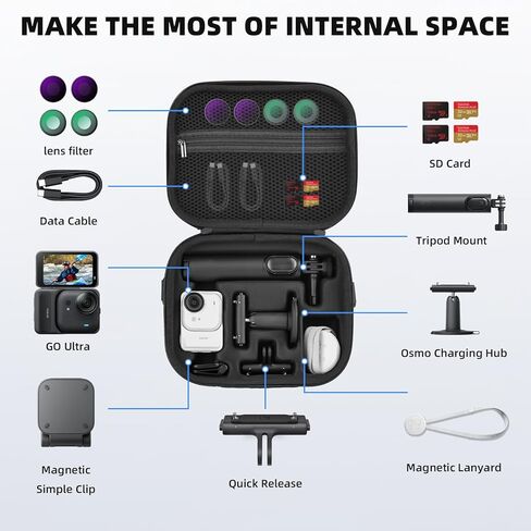 BRDRC Carrying Case for Insta360 GO Ultra, Portable Nylon Travel Storage Bag, Hard Protective Case with Shoulder Strap for Insta360 GO Ultra Camera Accessories in Saudi Arabia