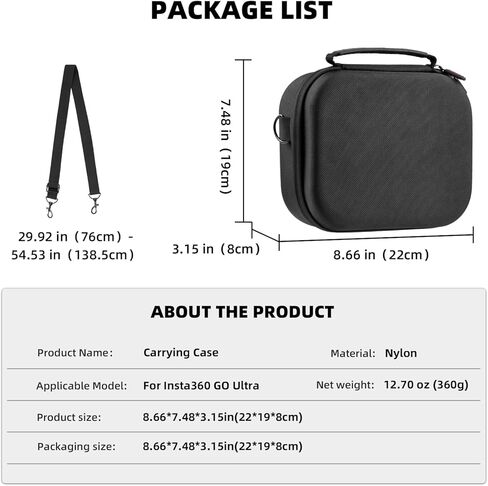 BRDRC Carrying Case for Insta360 GO Ultra, Portable Nylon Travel Storage Bag, Hard Protective Case with Shoulder Strap for Insta360 GO Ultra Camera Accessories in Saudi Arabia