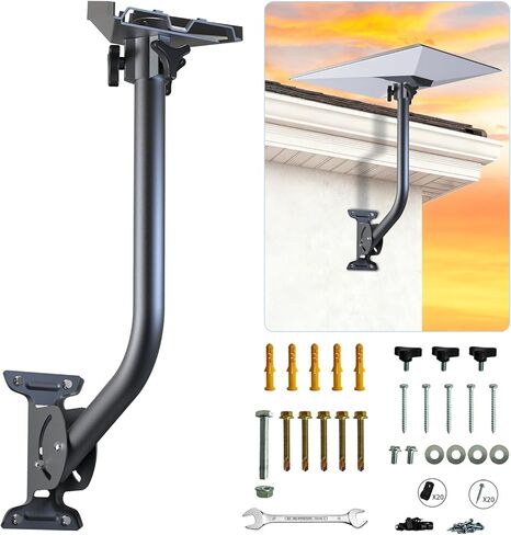 Gen 3 Mount for Starlink, 15.4 Inch Extended Arm Heavy Duty Wall/Eave/Fence/Roof Mount for Starlink Gen 4/4X/V3 Satellite Dish in Saudi Arabia