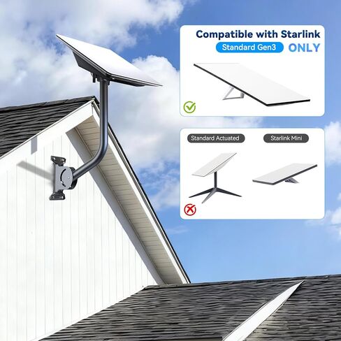 Gen 3 Mount for Starlink, 15.4 Inch Extended Arm Heavy Duty Wall/Eave/Fence/Roof Mount for Starlink Gen 4/4X/V3 Satellite Dish in Saudi Arabia