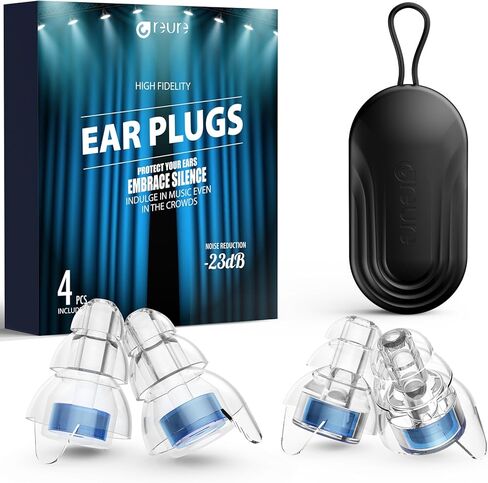 Reure High Fidelity Concert Ear Plugs, Noise Cancelling Silicone Ear Plugs 2 Pairs Great for Concerts Loud Music, Musicians, Motorcycles, Airplanes, Raves, Hearing Protection -20 dB in Saudi Arabia