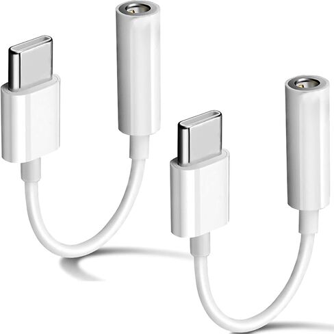 2 حزمة USB C إلى 3.5 ملم محول مقبس سماعة الرأس نوع C منفذ صوت Aux كابل دونجل متوافق مع iPhone 17/16/15/15 Plus/15 Pro/15 Pro Max/iPad/Pixel، Samsung Galaxy S23 S22 S21 S20 Ultra Z Flip/Note in Kuwait