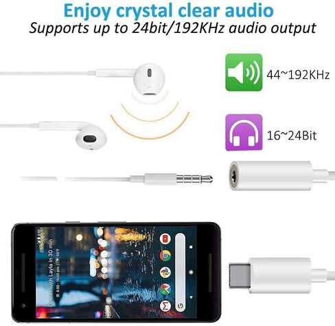 2 حزمة USB C إلى 3.5 ملم محول مقبس سماعة الرأس نوع C منفذ صوت Aux كابل دونجل متوافق مع iPhone 17/16/15/15 Plus/15 Pro/15 Pro Max/iPad/Pixel، Samsung Galaxy S23 S22 S21 S20 Ultra Z Flip/Note in Kuwait