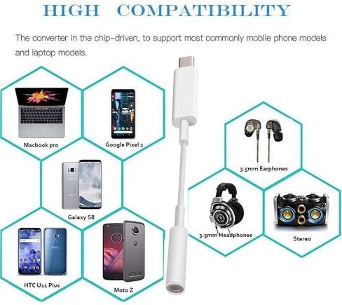 2 حزمة USB C إلى 3.5 ملم محول مقبس سماعة الرأس نوع C منفذ صوت Aux كابل دونجل متوافق مع iPhone 17/16/15/15 Plus/15 Pro/15 Pro Max/iPad/Pixel، Samsung Galaxy S23 S22 S21 S20 Ultra Z Flip/Note in Kuwait