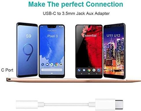 2 حزمة USB C إلى 3.5 ملم محول مقبس سماعة الرأس نوع C منفذ صوت Aux كابل دونجل متوافق مع iPhone 17/16/15/15 Plus/15 Pro/15 Pro Max/iPad/Pixel، Samsung Galaxy S23 S22 S21 S20 Ultra Z Flip/Note in Kuwait