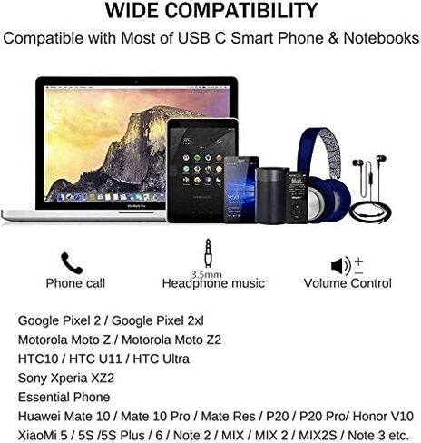 2 حزمة USB C إلى 3.5 ملم محول مقبس سماعة الرأس نوع C منفذ صوت Aux كابل دونجل متوافق مع iPhone 17/16/15/15 Plus/15 Pro/15 Pro Max/iPad/Pixel، Samsung Galaxy S23 S22 S21 S20 Ultra Z Flip/Note in Kuwait