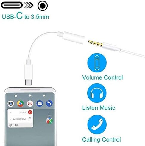 2 حزمة USB C إلى 3.5 ملم محول مقبس سماعة الرأس نوع C منفذ صوت Aux كابل دونجل متوافق مع iPhone 17/16/15/15 Plus/15 Pro/15 Pro Max/iPad/Pixel، Samsung Galaxy S23 S22 S21 S20 Ultra Z Flip/Note in Kuwait