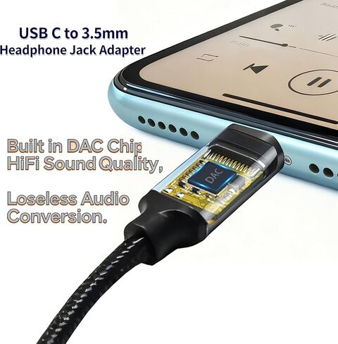 محول مقبس سماعة الرأس USB-C إلى 3.5 مم، محول أنثى من النوع C إلى Aux Audio in Kuwait