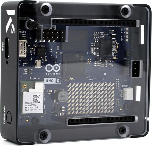 KKSB Case for Arduino Uno Q Black Aluminum and Steel Enclosure with Clear Polycarbonate Top in Saudi Arabia