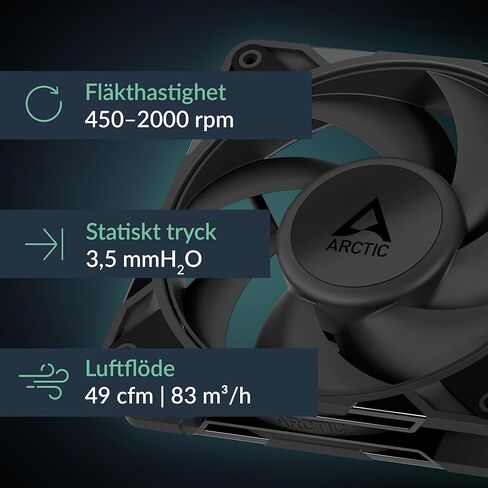 ARCTIC P12 Pro LN - 5 Pack - Low-Noise Premium Fan, 120 mm PWM Fan, 450-2000 RPM, 0 RPM <5% PWM, Fluid Dynamic Bearing, 4-Pin - Black in Saudi Arabia