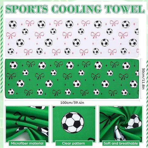 Moukeren 12 Pcs Soccer Cooling Towels Soccer Party Favor 40"x12" Microfiber Breathable Chilly Ice Towel Sweat Rag for Sport Team Gift Bulk in Saudi Arabia