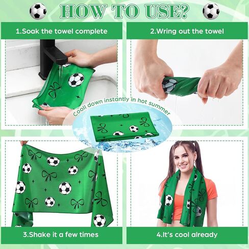Moukeren 12 Pcs Soccer Cooling Towels Soccer Party Favor 40"x12" Microfiber Breathable Chilly Ice Towel Sweat Rag for Sport Team Gift Bulk in Saudi Arabia