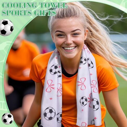 Moukeren 12 Pcs Soccer Cooling Towels Soccer Party Favor 40"x12" Microfiber Breathable Chilly Ice Towel Sweat Rag for Sport Team Gift Bulk in Saudi Arabia