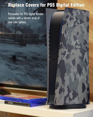 Joso Faceplate for PS5 Digital Edition, Anti-Scratch Dustproof Case Replacement, Cover Skin Fit for PS5 Console (Digital Version), Plates for PS5 Accessories, Easy Installation - Camo in Saudi Arabia