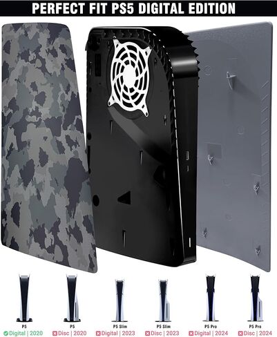 Joso Faceplate for PS5 Digital Edition, Anti-Scratch Dustproof Case Replacement, Cover Skin Fit for PS5 Console (Digital Version), Plates for PS5 Accessories, Easy Installation - Camo in Saudi Arabia