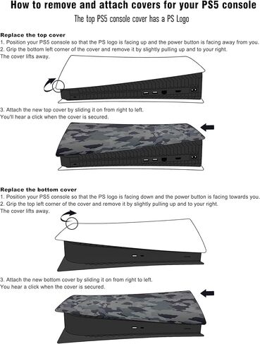 Joso Faceplate for PS5 Digital Edition, Anti-Scratch Dustproof Case Replacement, Cover Skin Fit for PS5 Console (Digital Version), Plates for PS5 Accessories, Easy Installation - Camo in Saudi Arabia