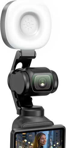 AMAZEAR LED Video Light for DJI OSMO Pocket 4 Accessories, Auto-Follow Gimbal Selfie Vlog Auxiliary Fill Lighting, CRI≥95, 3-Color Temp Brightness Adjustable, 500mAh 1.6W USB-C, Black in Saudi Arabia