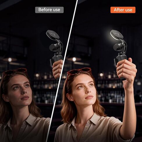 AMAZEAR LED Video Light for DJI OSMO Pocket 4 Accessories, Auto-Follow Gimbal Selfie Vlog Auxiliary Fill Lighting, CRI≥95, 3-Color Temp Brightness Adjustable, 500mAh 1.6W USB-C, Black in Saudi Arabia