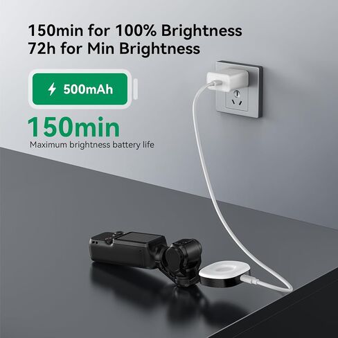 AMAZEAR LED Video Light for DJI OSMO Pocket 4 Accessories, Auto-Follow Gimbal Selfie Vlog Auxiliary Fill Lighting, CRI≥95, 3-Color Temp Brightness Adjustable, 500mAh 1.6W USB-C, Black in Saudi Arabia