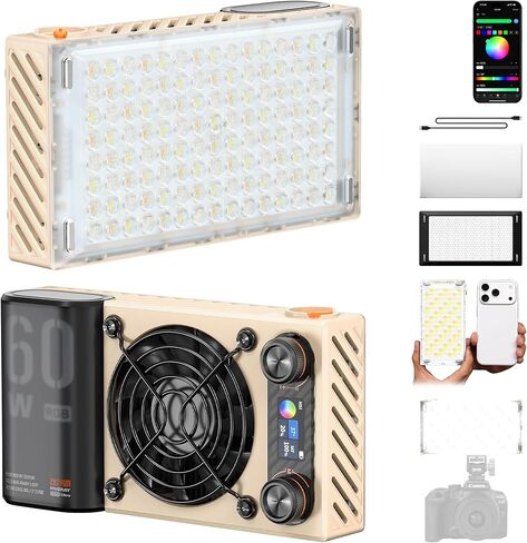 ZHIYUN FIVERAY M60 Ultra RGB Video Light [Official] 60W Portable Outdoor Fill Handheld Light 430g DSLR Camera Light with Cold Shoe Photography Light Setup for YouTube TK APP Control 2500K~10000K in Saudi Arabia