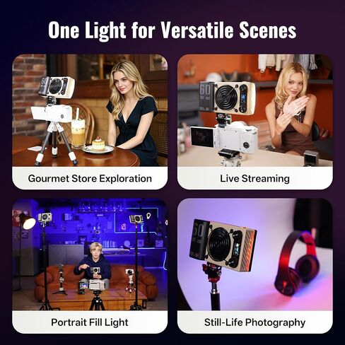 ZHIYUN FIVERAY M60 Ultra RGB Video Light [Official] 60W Portable Outdoor Fill Handheld Light 430g DSLR Camera Light with Cold Shoe Photography Light Setup for YouTube TK APP Control 2500K~10000K in Saudi Arabia
