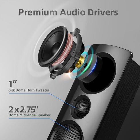 Elimavi Computer Speakers with Subwoofer, 2.1 PC Speakers with Powerful Bass and 120W Peak Power,Bluetooth 5.3, Aux/RCA/Optical/Coaxial,in for Desktop, Monitor, Gaming in Saudi Arabia