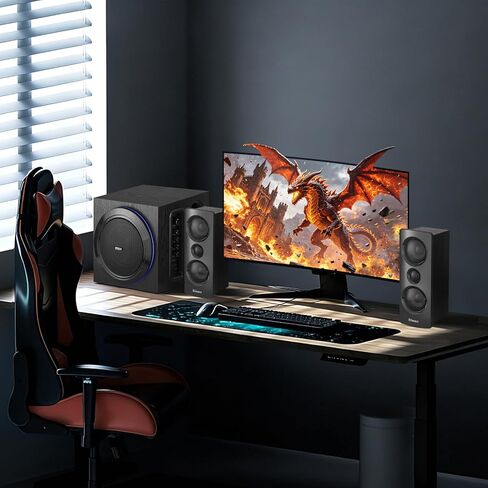 Elimavi Computer Speakers with Subwoofer, 2.1 PC Speakers with Powerful Bass and 120W Peak Power,Bluetooth 5.3, Aux/RCA/Optical/Coaxial,in for Desktop, Monitor, Gaming in Saudi Arabia