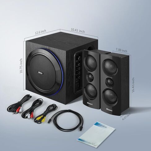 Elimavi Computer Speakers with Subwoofer, 2.1 PC Speakers with Powerful Bass and 120W Peak Power,Bluetooth 5.3, Aux/RCA/Optical/Coaxial,in for Desktop, Monitor, Gaming in Saudi Arabia