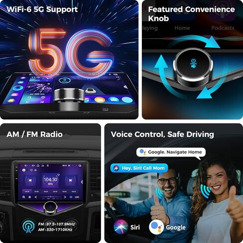 ستيريو سيارة لـ Dodge RAM 1500 2500 3500 2013 2014 2015 2016 2017 2018 مع CarPlay اللاسلكي وAndroid Auto، 9 بوصة QLED Android 14 راديو السيارة، 4G Ram 64G ROM (تناسب فقط التيار المتردد اليدوي) in Kuwait