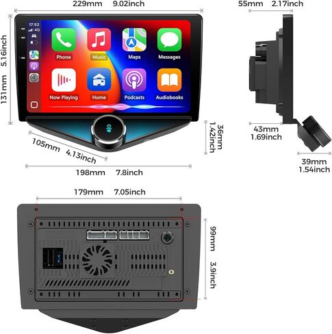 ستيريو سيارة لـ Dodge RAM 1500 2500 3500 2013 2014 2015 2016 2017 2018 مع CarPlay اللاسلكي وAndroid Auto، 9 بوصة QLED Android 14 راديو السيارة، 4G Ram 64G ROM (تناسب فقط التيار المتردد اليدوي) in Kuwait