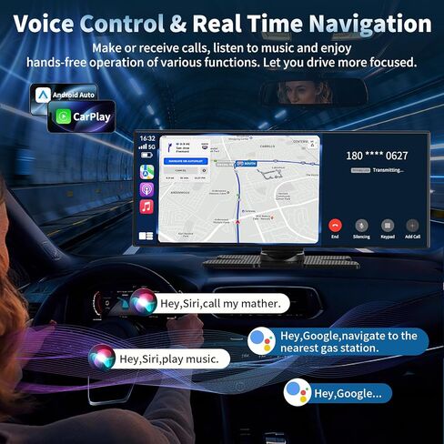 شاشة A-pple Carplay لاسلكية للسيارة، أكبر شاشة لمس 11.5 بوصة Carplay وAndroid Auto Car Stereo مع كاميرا داش 4K وكاميرا احتياطية 1080P، التحكم الصوتي/ نظام تحديد المواقع العالمي (GPS) / وصلة مرآة / بلوتوث / AUX / FM in Kuwait