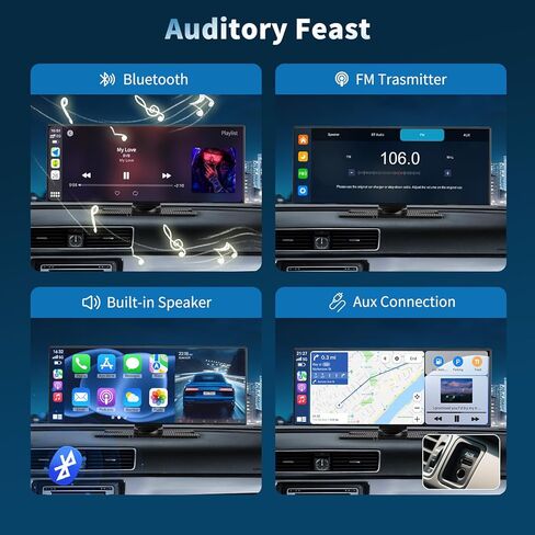 شاشة A-pple Carplay لاسلكية للسيارة، أكبر شاشة لمس 11.5 بوصة Carplay وAndroid Auto Car Stereo مع كاميرا داش 4K وكاميرا احتياطية 1080P، التحكم الصوتي/ نظام تحديد المواقع العالمي (GPS) / وصلة مرآة / بلوتوث / AUX / FM in Kuwait