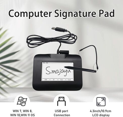 FP430S لوحة التوقيع الإلكترونية USB منصات التقاط التوقيع للكمبيوتر المحمول مع نظام التشغيل Windows 7،8،10،11، قلم التوقيع متضمن، شاشة LCD ملونة 4.3 بوصة مع إضاءة خلفية LCD in Saudi Arabia