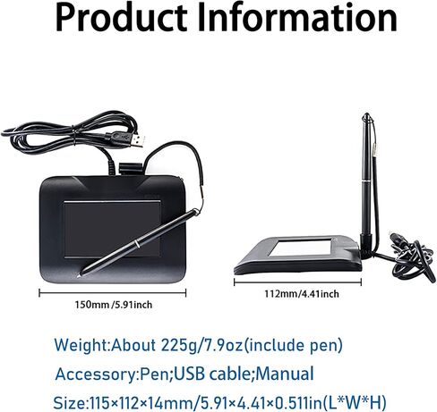 FP430S لوحة التوقيع الإلكترونية USB منصات التقاط التوقيع للكمبيوتر المحمول مع نظام التشغيل Windows 7،8،10،11، قلم التوقيع متضمن، شاشة LCD ملونة 4.3 بوصة مع إضاءة خلفية LCD in Saudi Arabia