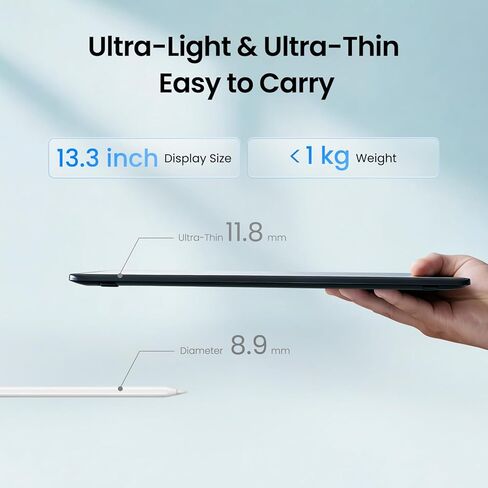 DIGIDRAW Turing 14 Drawing Tablet with Screen 13.3 Inch 2.5K, Portable Pen Display with 16384 Levels Battery-Free Stylus, ΔE<1.5 Color Accurate Full-Laminated Graphic Monitor for Mac/PC/Android in Saudi Arabia