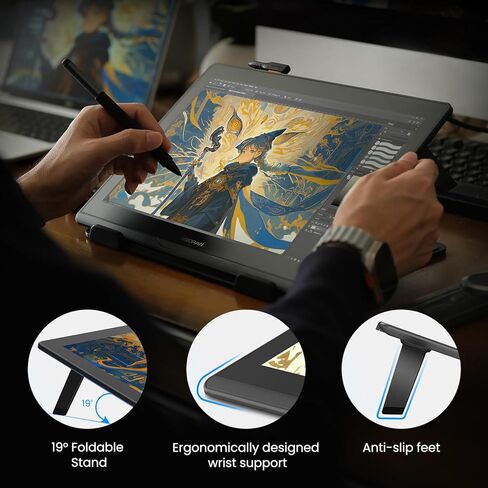 DIGIDRAW Turing 14 Drawing Tablet with Screen 13.3 Inch 2.5K, Portable Pen Display with 16384 Levels Battery-Free Stylus, ΔE<1.5 Color Accurate Full-Laminated Graphic Monitor for Mac/PC/Android in Saudi Arabia