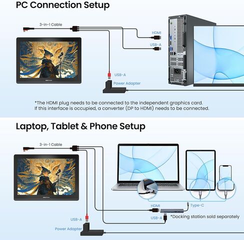 DIGIDRAW Turing 14 Drawing Tablet with Screen 13.3 Inch 2.5K, Portable Pen Display with 16384 Levels Battery-Free Stylus, ΔE<1.5 Color Accurate Full-Laminated Graphic Monitor for Mac/PC/Android in Saudi Arabia