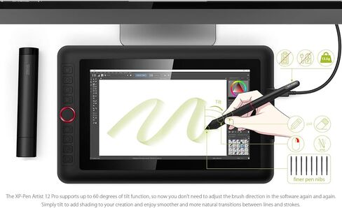 XPPen Artist12 Pro 11.6" Drawing Tablet with Screen Pen Display Full-Laminated Graphics Tablet and XPPen 3-in-1 Cable in Saudi Arabia