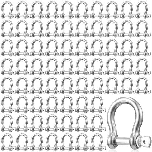 50 Pack 1/4 Inch 304 Stainless Steel D Ring Shackles M6 Screw Bow Shackle Clevis Heavy Duty with Screw Pin for Chain Anchor Outdoor Towing Trailer Industrial Off Road Vehicle Recovery in Saudi Arabia