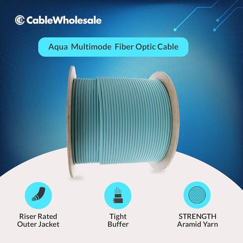 CableWholesale 1000ft Fiber Optic Cable Indoor Distribution 6-Strand Fiber Multimode 50/125 OM3, 10 Gbit, Riser Rated - UL Certified, Spool in Saudi Arabia