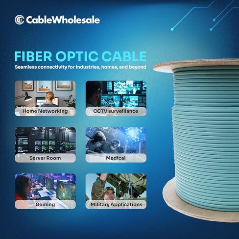CableWholesale 1000ft Fiber Optic Cable Indoor Distribution 6-Strand Fiber Multimode 50/125 OM3, 10 Gbit, Riser Rated - UL Certified, Spool in Saudi Arabia