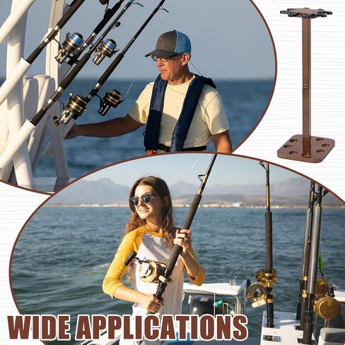 UNICRAFTALE Fishing Rod Storage Racks Holds Up to 8 Rods Wood Floor Stand Fishing Pole Holders for Garage Organization Portable Fishing Rod Organizer for Reels and Accessories 8"x7.8"x21.5" in Saudi Arabia