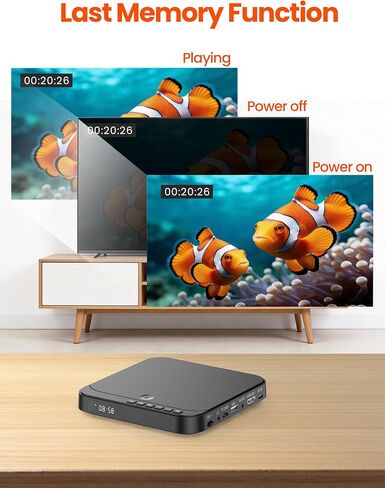 DESOBRY DVD Players for TV - Portable Mini DVD Player with 1080P HDMI Upscaling, DVD CD Player for Home that Plays All Regions and Formats, Support AV Output, USB/TF Card Input, Built-in PAL/NTSC in Saudi Arabia