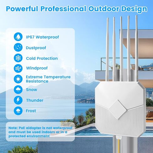 Outdoor WiFi 6 Extender, 2026 AX3000 Long Range Outdoor WiFi Extender Signal Booster, IP67 Weatherproof Outdoor Wireless Access Point with PoE, Gigabit Ports for Garage, Farm, Yard, RV, Dock,Starlink in Saudi Arabia