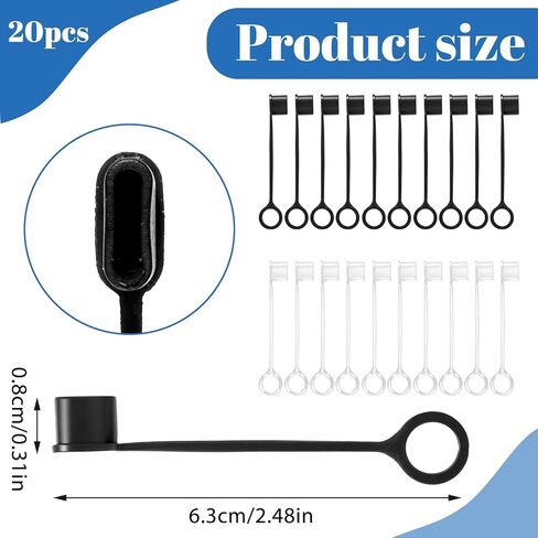 20Pcs USB Caps for USB C Cable, Anti Dust Anti-Dust Pluggy Caps for Type C Cable Projection Adapter Cover Anti Loss Tether Silicone Port Protective Cover for Type Cables Charging Male Port Device in Saudi Arabia