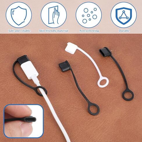 20Pcs USB Caps for USB C Cable, Anti Dust Anti-Dust Pluggy Caps for Type C Cable Projection Adapter Cover Anti Loss Tether Silicone Port Protective Cover for Type Cables Charging Male Port Device in Saudi Arabia