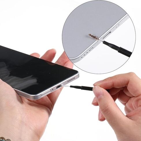 10 PCS Phone Charge Port Cleaning Tool Kit with 40 PCS Phone Speaker Cover Anti Clogging Brushes Cleaner Speaker Mesh Cover for All USB C-Port Devices 15/16/17, Black in Kuwait
