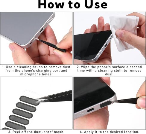 10 PCS Phone Charge Port Cleaning Tool Kit with 40 PCS Phone Speaker Cover Anti Clogging Brushes Cleaner Speaker Mesh Cover for All USB C-Port Devices 15/16/17, Black in Kuwait